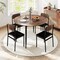 5-Piece Brown Dining Set – Round Drop-Leaf Table with 4 Upholstered Chairs, 330-lb Chair Capacity